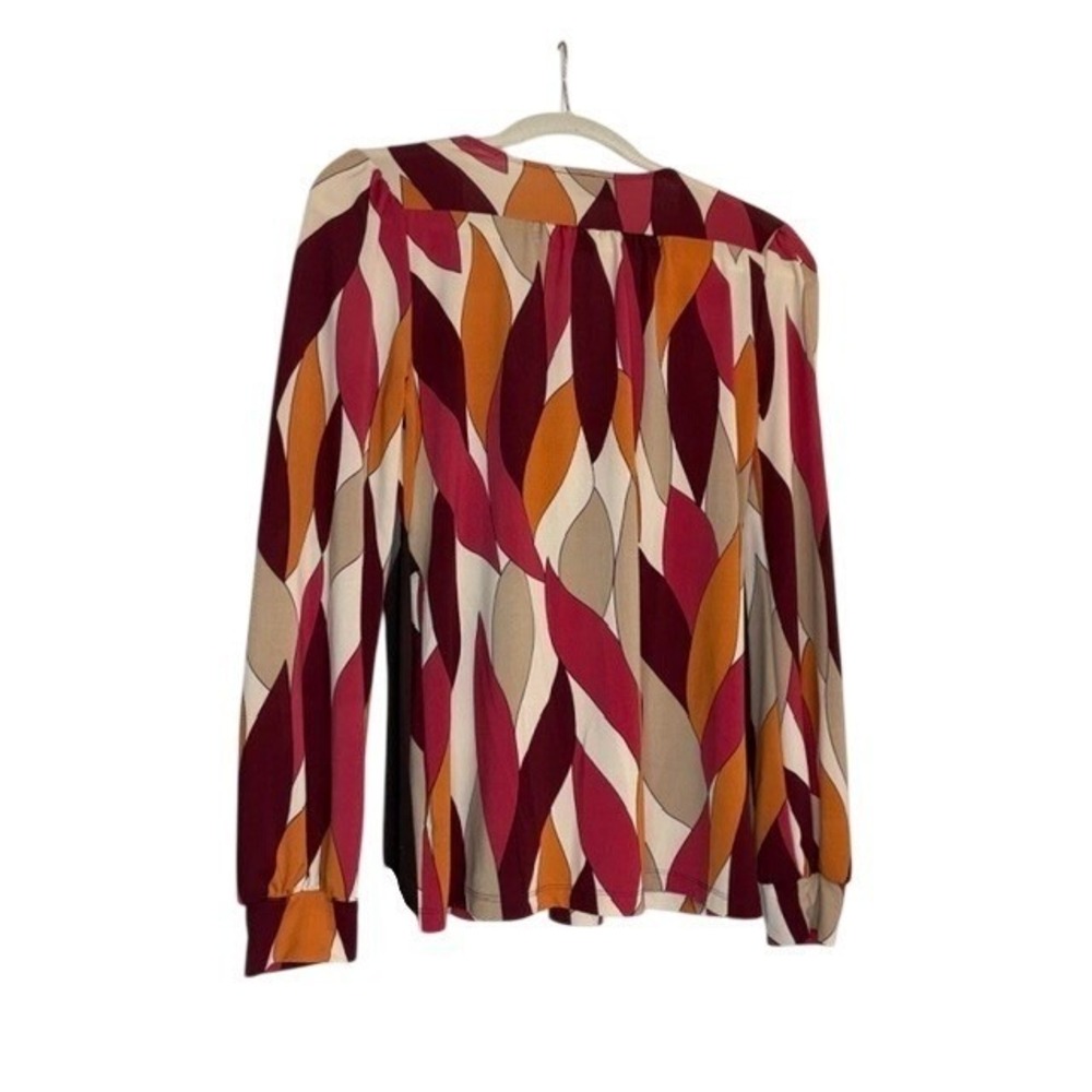 Vintage 70s Womens Psychedelic Geometric Tunic Blouse Empire Waist Mod Boho L - Picture 2 of 6